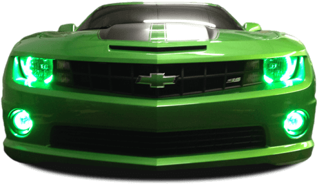 Green Halo Headlights - Chevrolet Camaro (527x400), Png Download