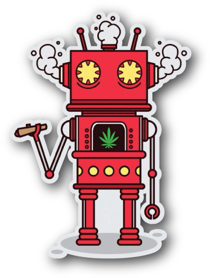 Robot With Marijuana Leaf Vinyl Sticker - Marijuana Robot (600x600), Png Download