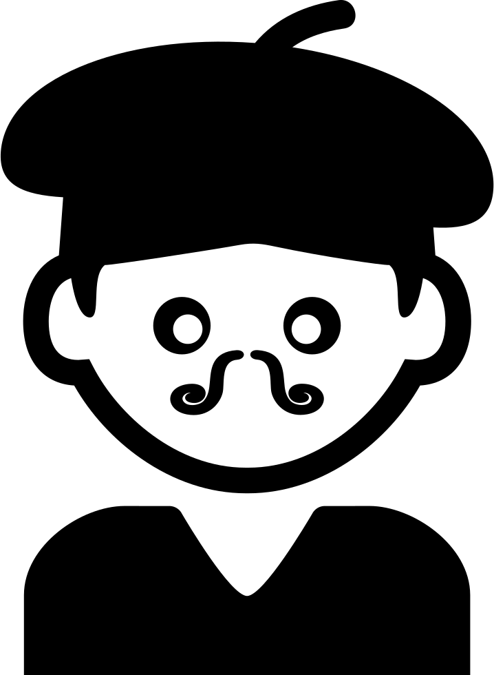Bohemian Artist Man With Hat And Moustache Comments - Icon (718x980), Png Download