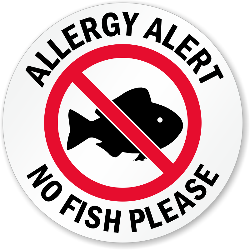 Allergy Alert No Fish Please Door Decal - Fish Free Allergy Sign (800x800), Png Download