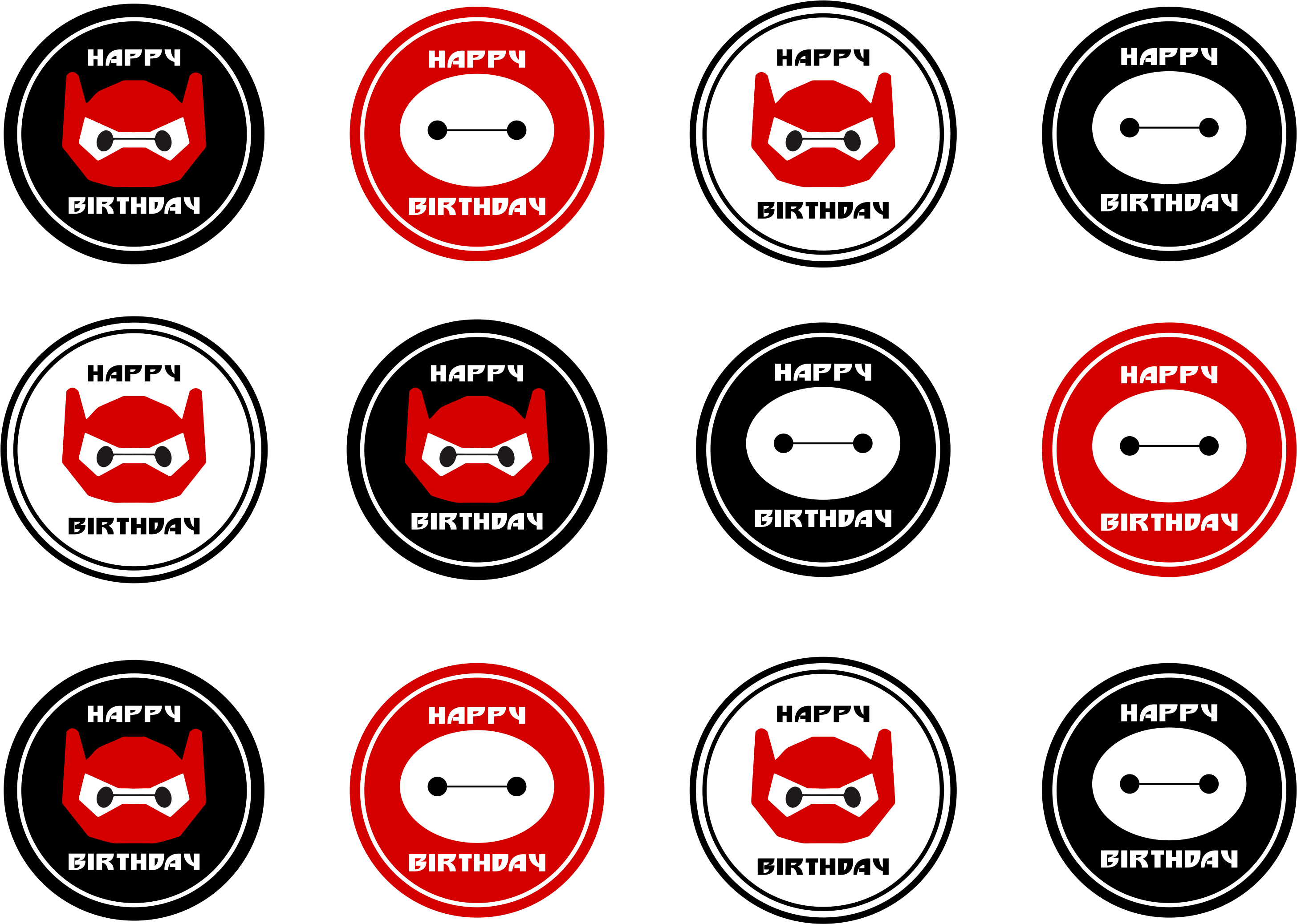Big Hero 6 Party Ideas, Big Hero 6 Baymax, 7th Birthday - Baymax Cupcake Topper Printable (3300x2550), Png Download