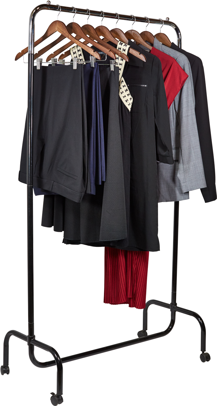 Black/chrome Garment Rack - Clothing Rack Transparent Background (492x492), Png Download