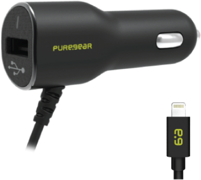 Car Charger - Pure Gear Dual Usb Charger With Usb Port (for Iphone (550x550), Png Download