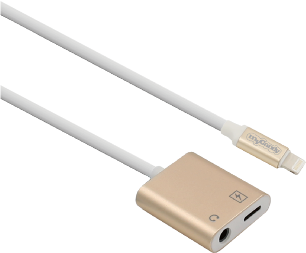 Mycandy Iphone 7 Plus /iphone 8 Plus 2in1 Ltng To Jack - Storage Cable (600x550), Png Download