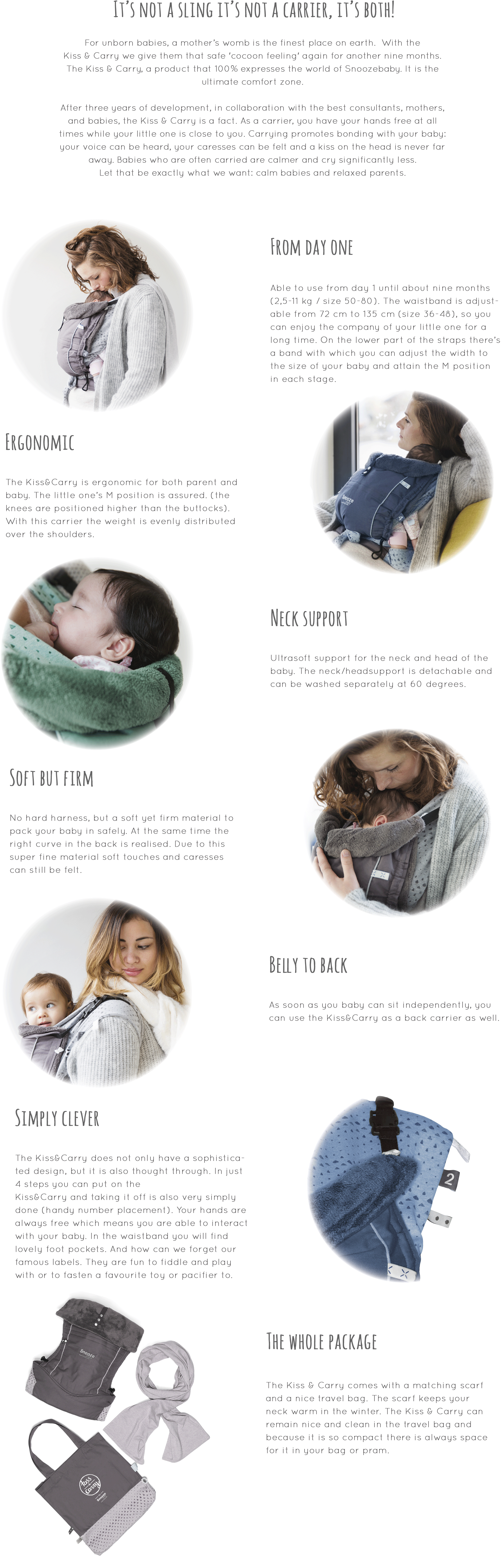 Baby Carrier Eng - Snoozebaby - Nosidło Kiss&carry Szary (2412x6083), Png Download