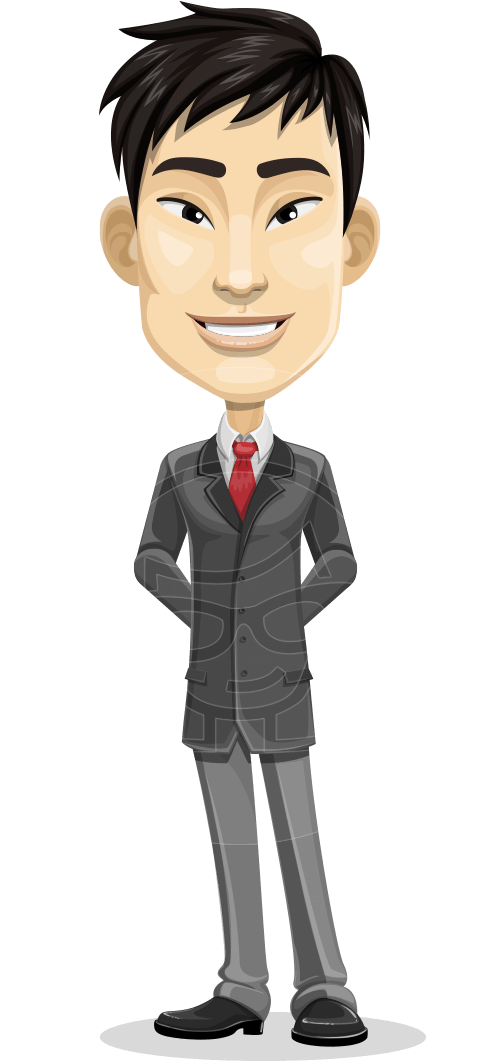 The Classic Asian Businessman - Asian Man Cartoon Character (957x1060), Png Download