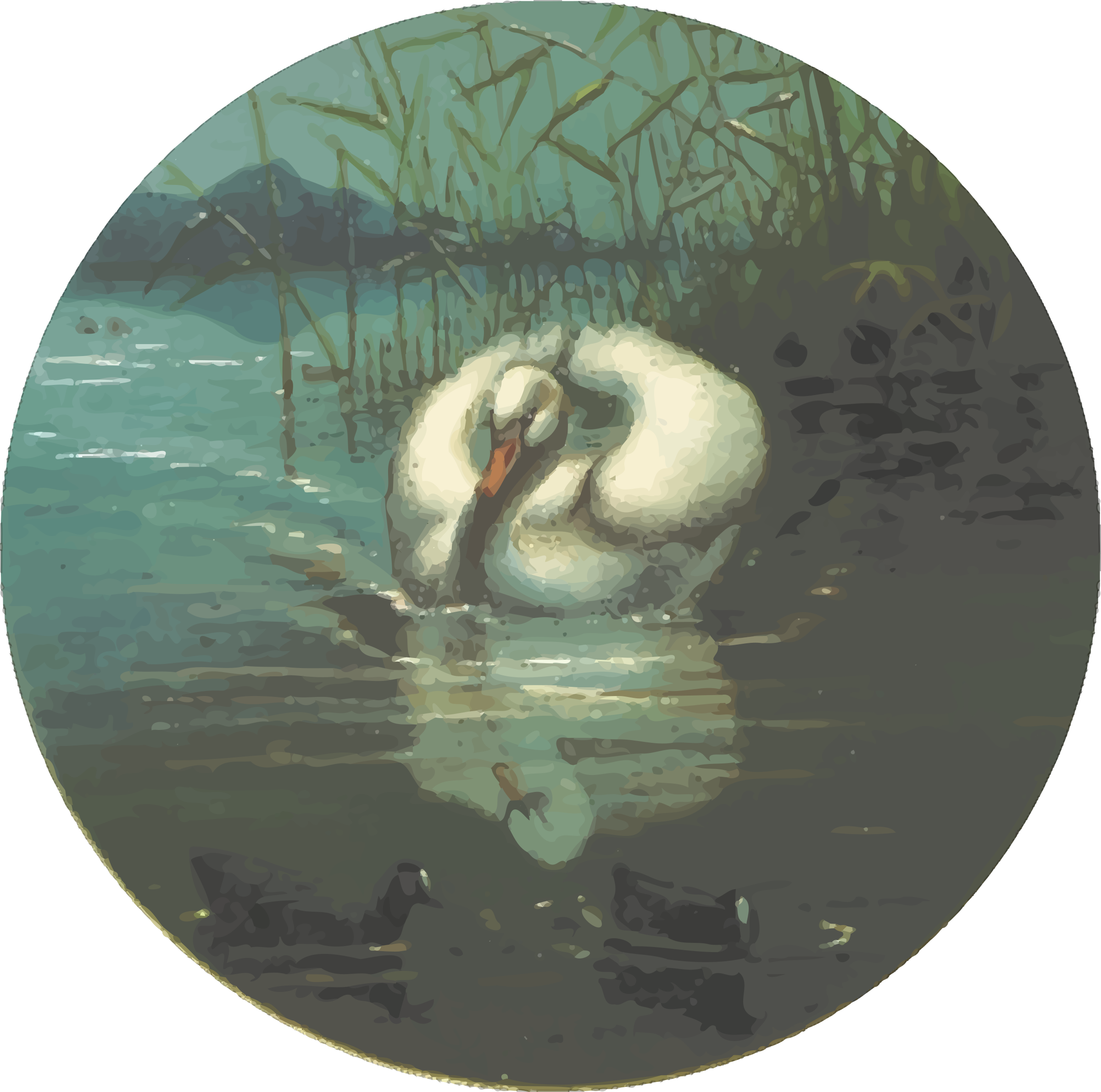 This Free Icons Png Design Of Circular Swan Drawing (2400x2380), Png Download