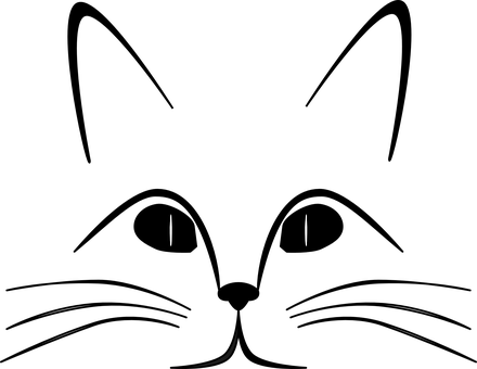 Cat Ears Eyes Face Feline Gaze Nose Whiske - Cat Face Drawing Png (440x340), Png Download