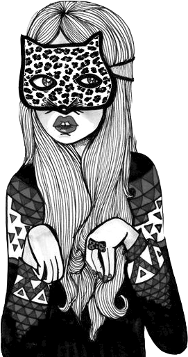 Girl, Cat, And Valfre Image - Lee Hiller Designs Rab Rockabilly - White Grey (432x549), Png Download