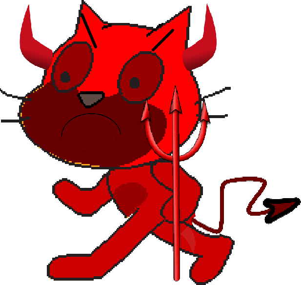 Devil Cat Without Wings - Flaky Eyelash Happy Tree Friends (617x584), Png Download