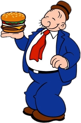 Wimpy Holding Hamburger Png - J Wellington Wimpy Popeye (366x406), Png Download