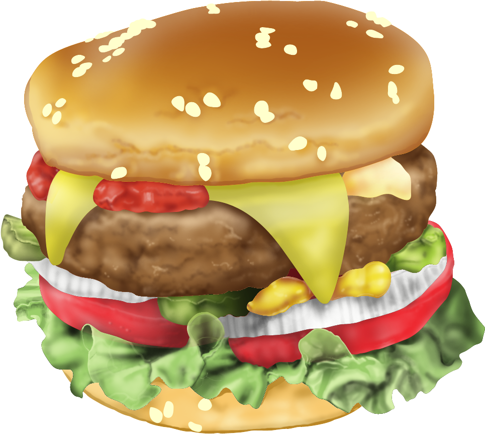 Hamburger - Hamburger Illustration (1186x1056), Png Download