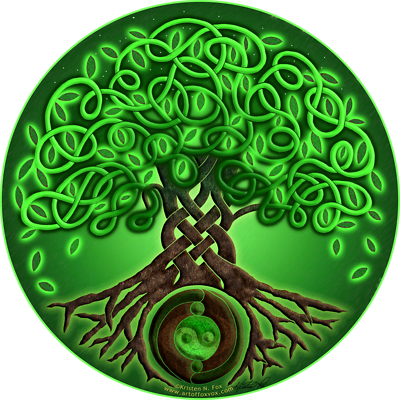 Circle Celtic Tree Of Life / Green / Air Element / - Celtic Art Tree Of Life (400x400), Png Download