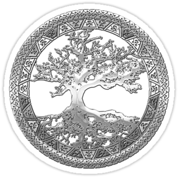 Celtic Tree Of Life, Yggdrasil [silver]" Stickers By - Norse Tree Of Life Celtic Wicca Necklace Pendant Pagan (375x360), Png Download