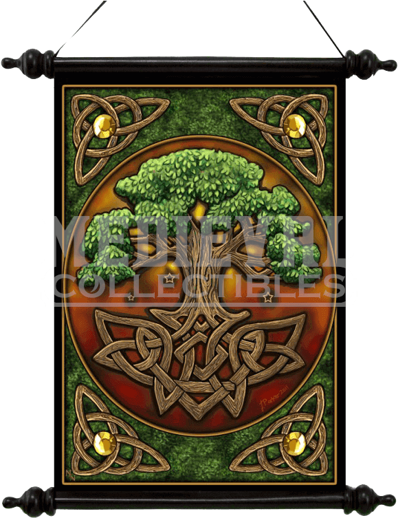 Celtic Tree Of Life Art Scroll - Design Toscano Tree Of Life Canvas Wall Scroll Tapestry (761x761), Png Download