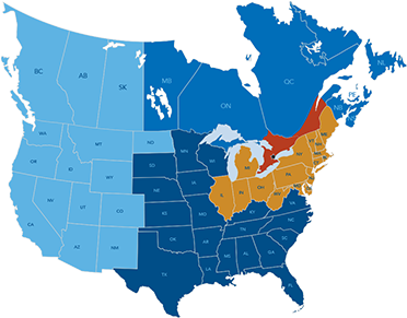Cross Border Trucking Company Forbeshewlett Transport - High Resolution Vector North America Map (400x300), Png Download