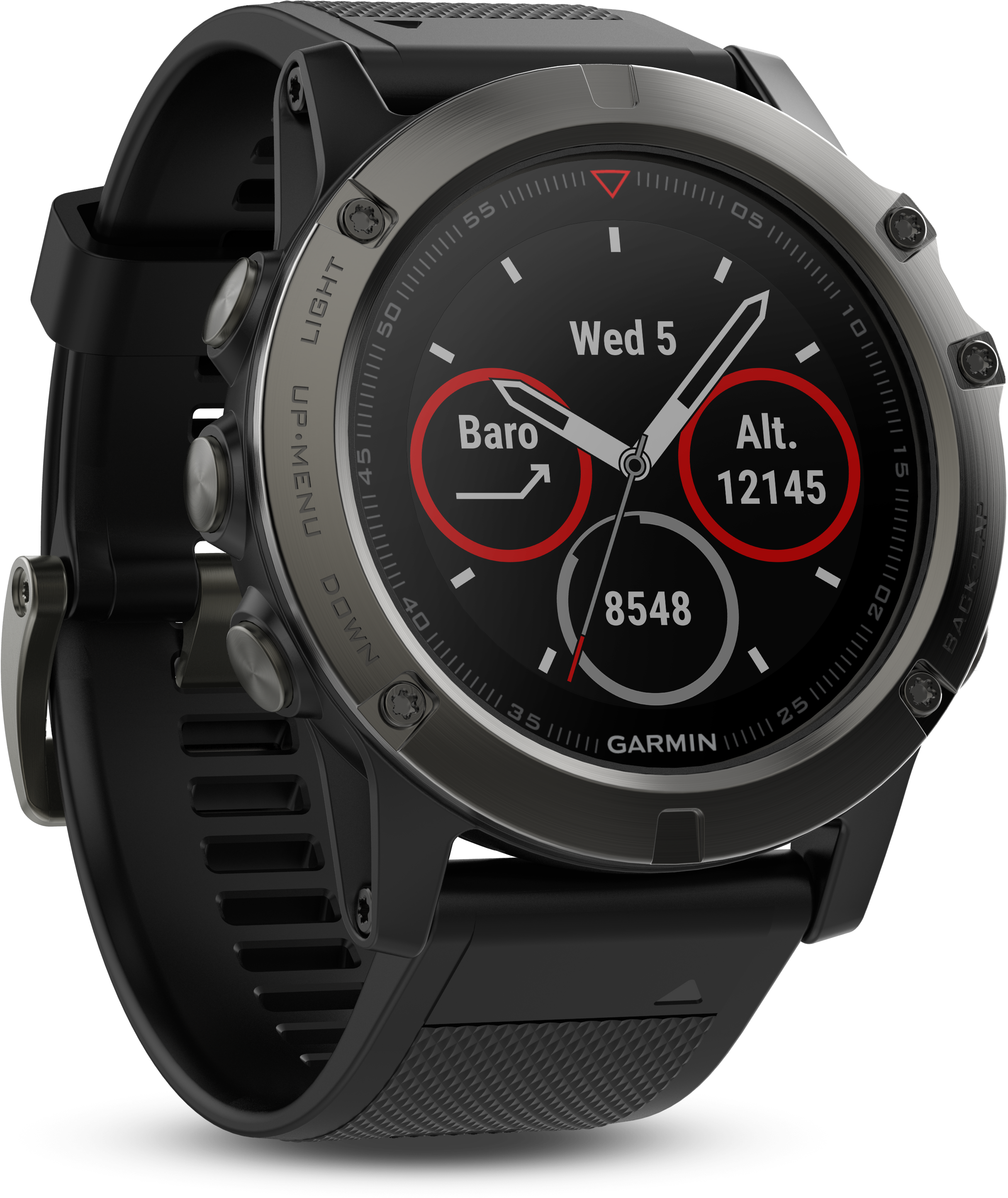 Garmin Fenix 5x Sapphire - Black (5000x3239), Png Download