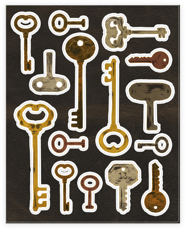 Antique Key Sticker/decal Sheet - Sticker (484x484), Png Download