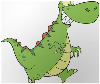 Angry Green Dinosaur Cartoon Character Running Poster - Legendary Beasts! The Diverse Dinosaur Activity Book (400x400), Png Download