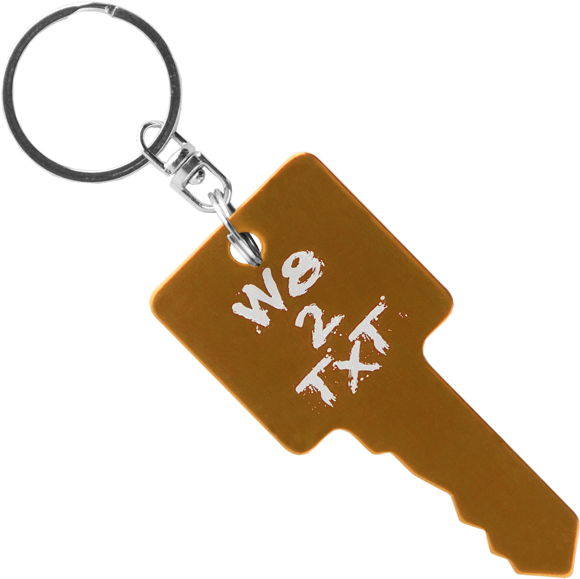 Gold Key Shaped Anodized Aluminum Key Chain With Laser - Key Tags (2048x2048), Png Download