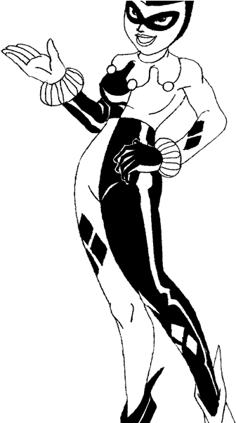 Free Pictures Of Harley Quinn Collection Of Free Line - Harley Quinn Coloring Pages (612x600), Png Download