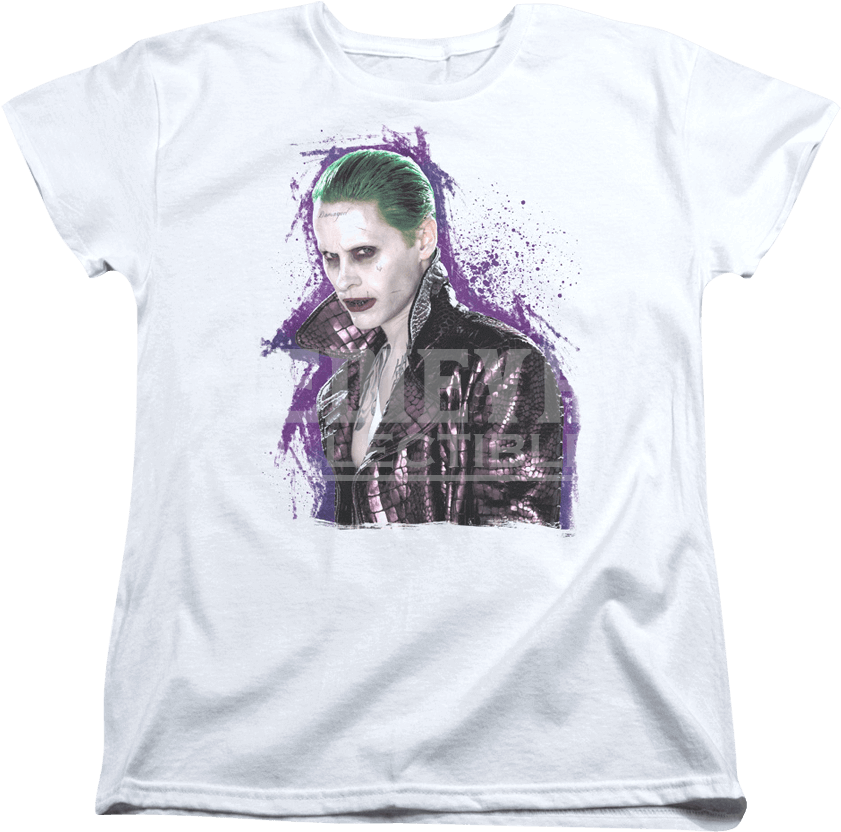 Suicide Squad Joker Stare Womens T-shirt - Suicide Squad Joker Jacket Skull Youth Black Back Sublimation (850x850), Png Download