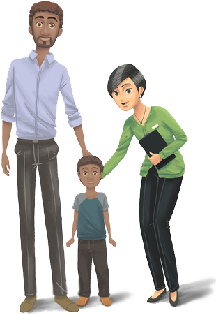 Illustration Of African-american Father With His Hand - Child (359x478), Png Download