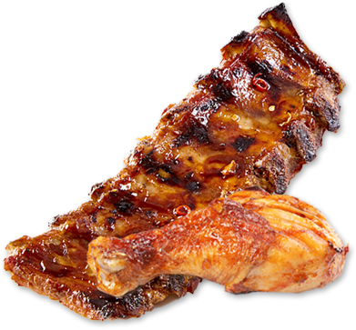 Barbecue, Burgers & More In Bellevue, Oh - Barbecue Chicken (391x363), Png Download