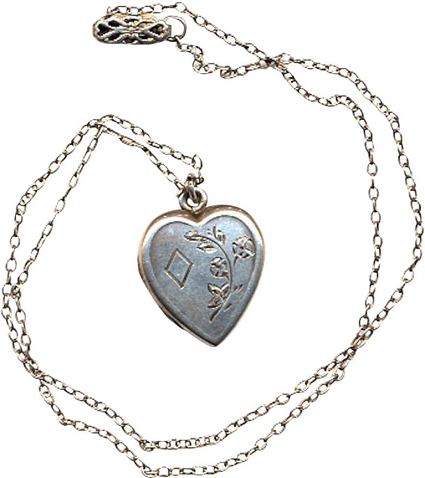 Heart Pendant Png Transparent - Vintage Sterling Silver Heart Locket Pendant Necklace (685x685), Png Download