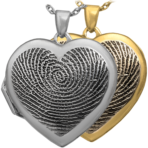 Heart Double-photo Locket With Rim Fingerprint - Locket (500x500), Png Download