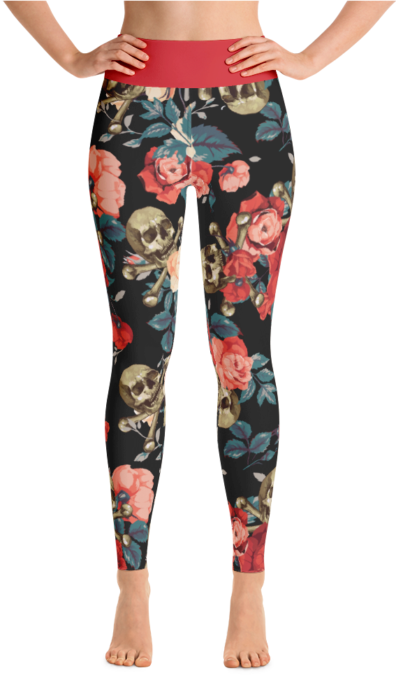 Roses & Cross Bones Pattern High Waist Leggings - Teamouflage Philadelphia Flying Eagles Camo/ Camouflage (1000x1000), Png Download