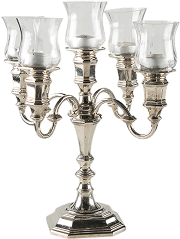 Candelabra Silver 5 Candles 25 Cm With Candle Holders - Candle (700x700), Png Download