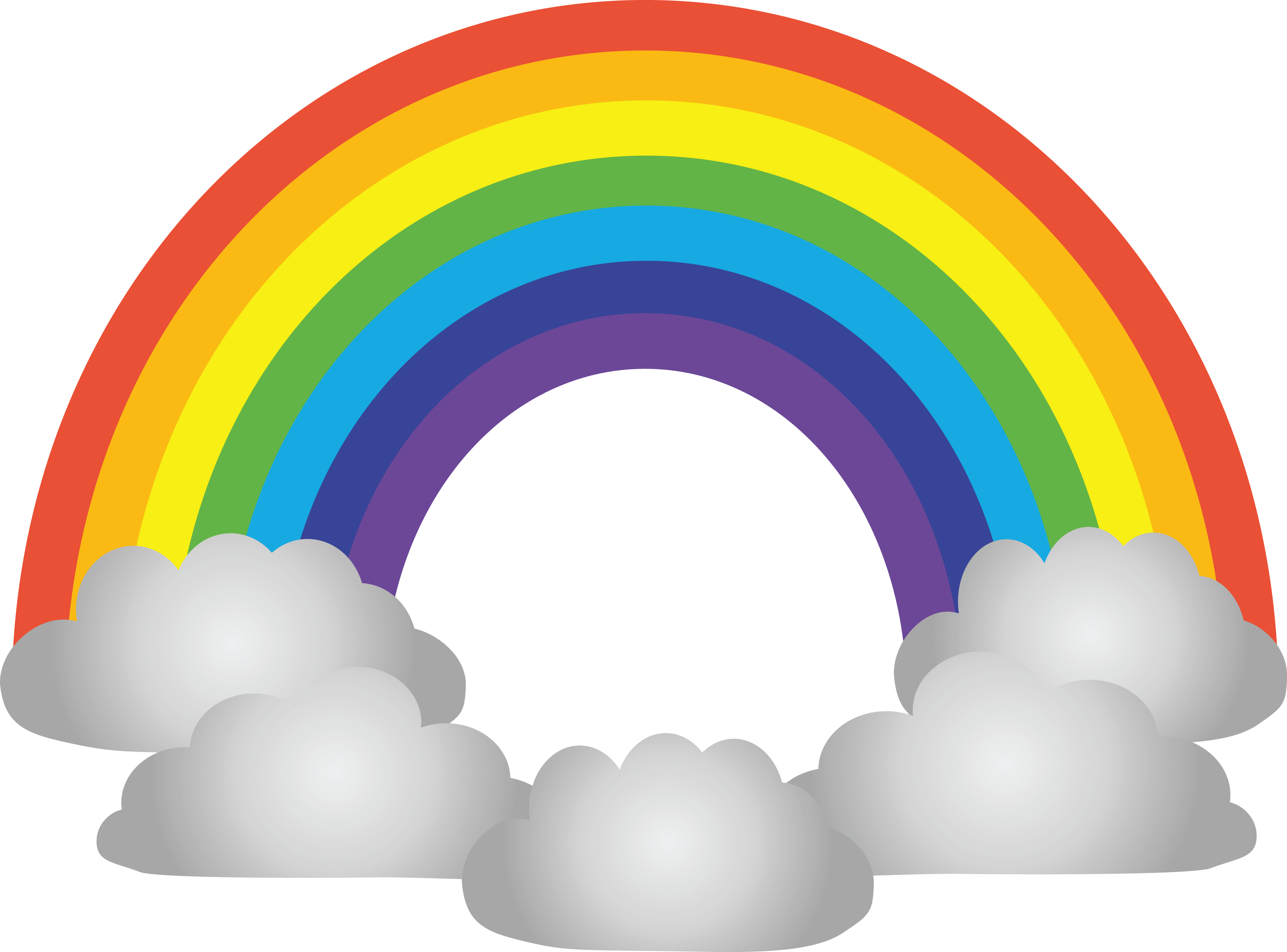 , , - Rainbow With Clouds Png (4000x2959), Png Download