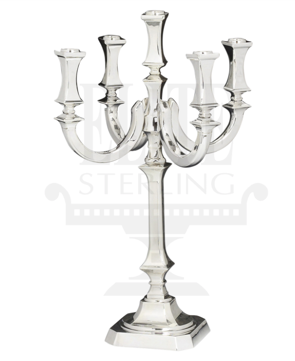 Close Bagatel Silver Candelabra 5 Branch - Champagne Stemware (585x780), Png Download