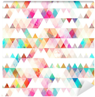 Rainbow Triangle Seamless Pattern With Grunge Effect - Multi Colored Geometric (400x400), Png Download