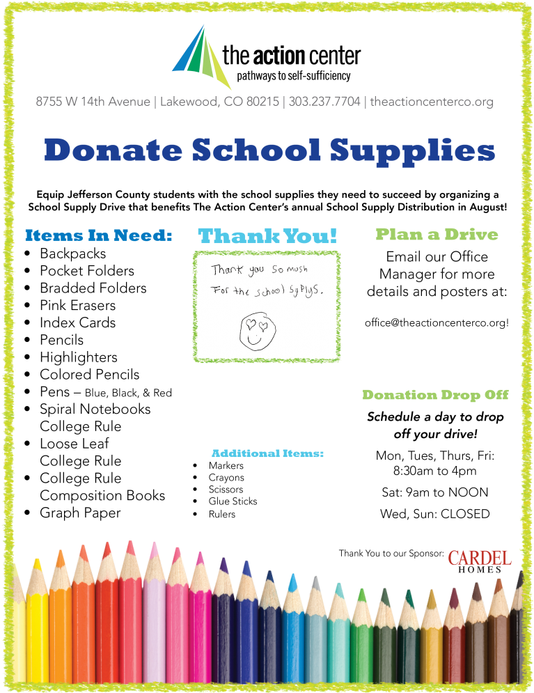 For Volunteer Opportunities, Please Email - School Supplies Donation Posters (791x1024), Png Download