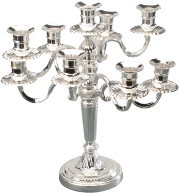 Candelabra 9 Branch Filigree Silverplated - Stemware (400x500), Png Download