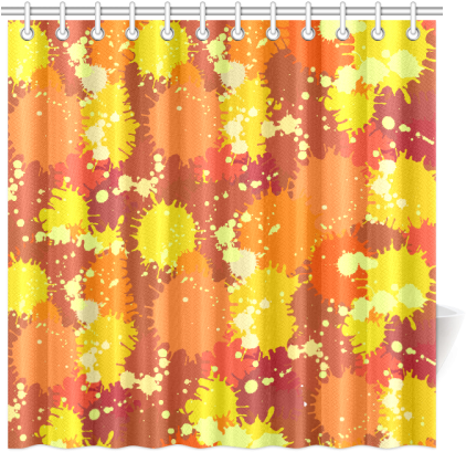 Summer Orange Yellow Splash Painting Shower Curtain - Window Valance (500x500), Png Download
