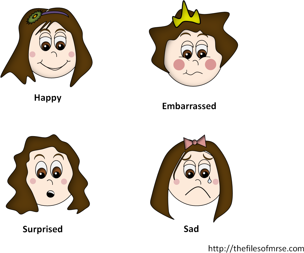 Cartoon Girl Different Feelings (1286x1062), Png Download