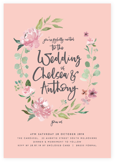 Peony Frame Invitation Blush - Peony (390x545), Png Download