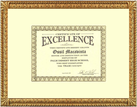 Golden Framed Recognition Certificate - Picture Frame (600x425), Png Download