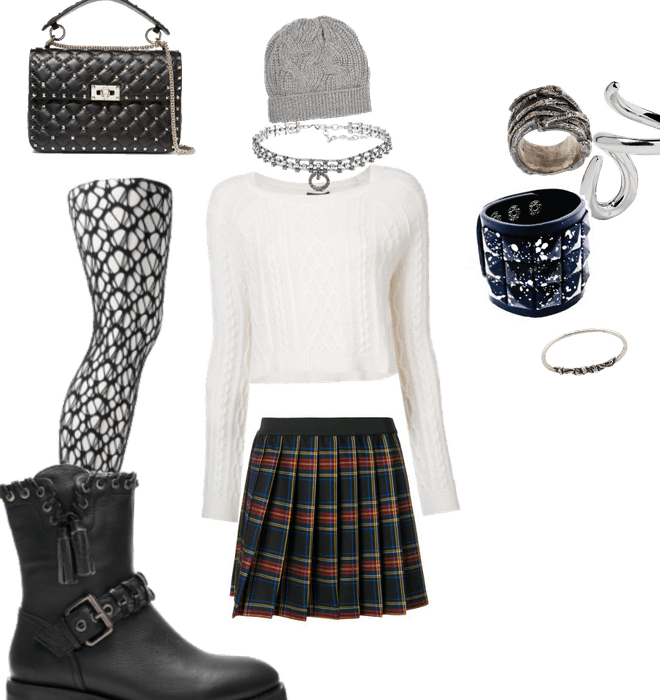 90s Punk Schoolgirl - Valentino Garavani Rokstud Spike Medium Shoulder Bag (660x700), Png Download