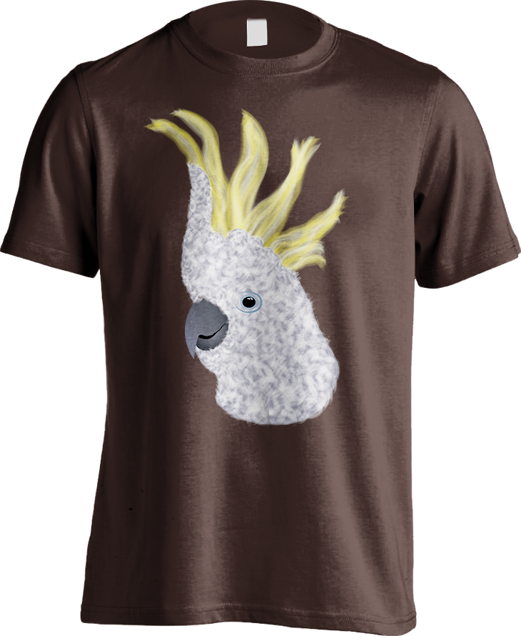 Sulphur-crested Cockatoo Parrot [dark Chocolate] Tees - Shirt (730x890), Png Download