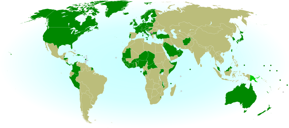 Countries Recognizing The Republic Of Kosovo In Green, - World Map (940x415), Png Download