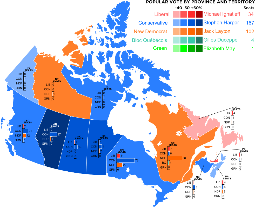 1000px-canada 2011 Federal Election - Canada 2011 Election Map (1000x849), Png Download