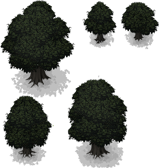 Dark Green Trees With Shadows For Parallax Mapping - Rpg Maker (768x768), Png Download