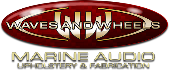 Waves And Wheels Marine Audio - Wheel And Waves Logo (620x249), Png Download