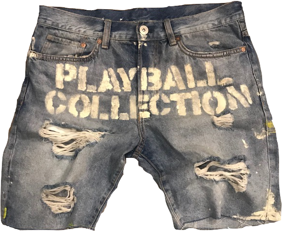 Image Of Desrtoyed Playball Denim Shorts - Shorts (640x640), Png Download
