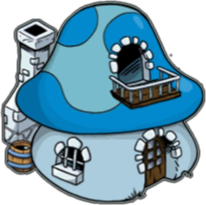Mountains - Blue Smurf House (412x410), Png Download