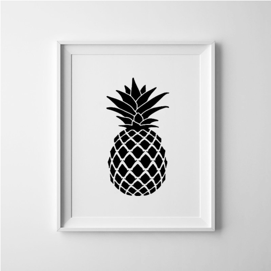 Black Pineapple Print / Black Pineapple Art / Black - Dreamweaver Metal Stencil 7 Inch X4 Inch Large Pineapple (703x537), Png Download